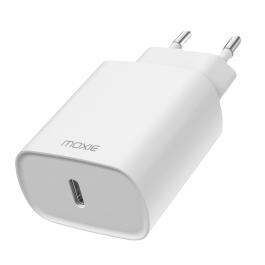 Chargeur secteur entrée USB + câble compatible iPhone 5 - Blanc - Moxie 